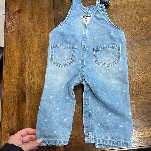 OshKosh Heart Denim Overalls 9 Months - Picture 2 of 5